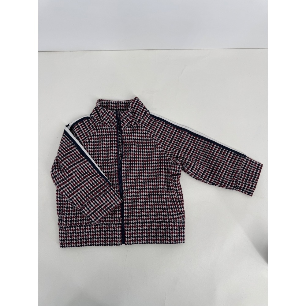Janie and Jack Houndstooth‎ Track Jacket Burgundy Navy White Zip Up 6-12 Months